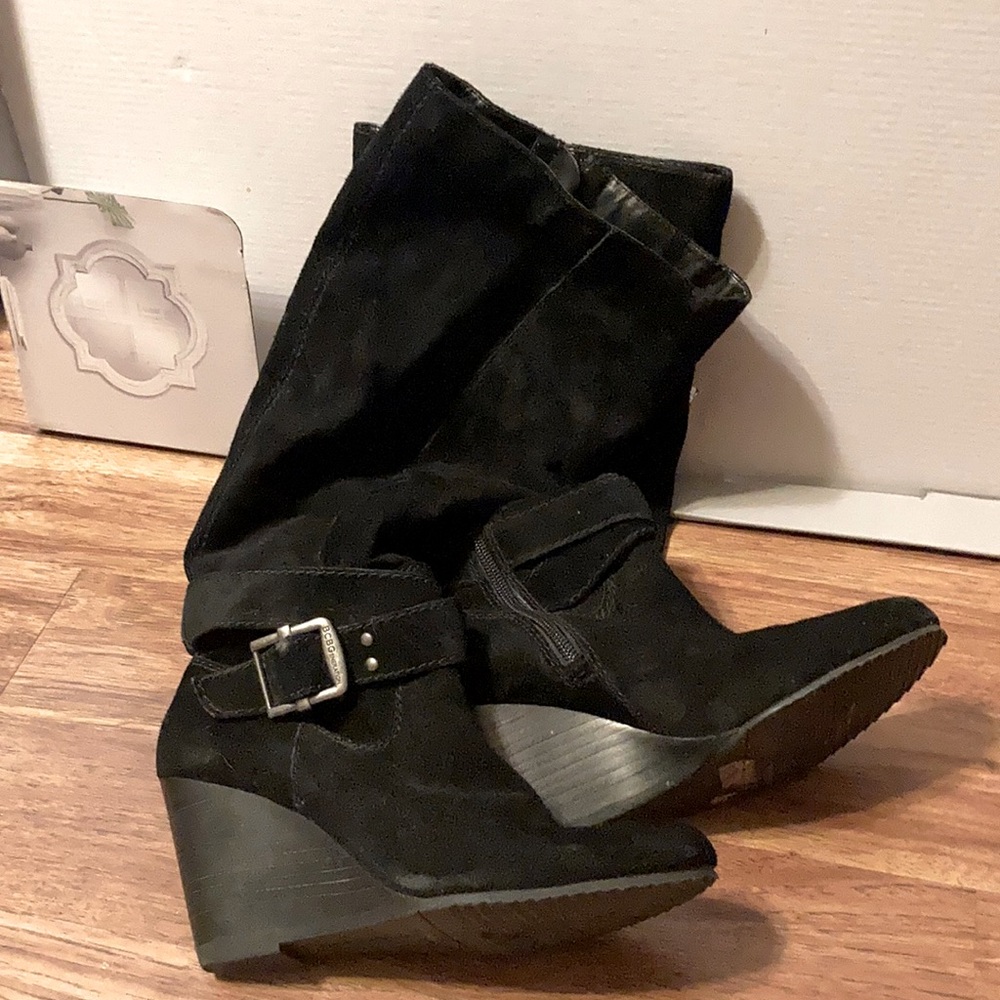 Suede boots by BCBG, size 7.5, black